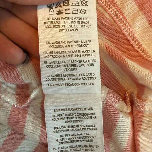 Boden | Square Neck Jersey Long Sleeve Stripe Pink White Size 16/18 - Picture 9 of 10